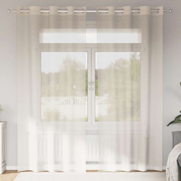vidaXL voile-gardiner med øskner 2 stk. 140x245 cm cremefarvet