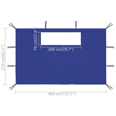 vidaXL pavillonvægge med vinduer 2 stk. 4x2,1 m 70 g/m² blå