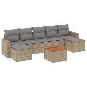 vidaXL sofas&aelig;t til haven 8 dele med hynder polyrattan beige