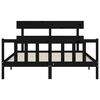 vidaXL sengeramme med sengegavl kingsize massivt træ sort