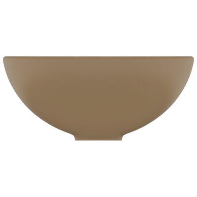 vidaXL luksuriøs håndvask 32,5x14 cm rund keramisk mat cremefarvet