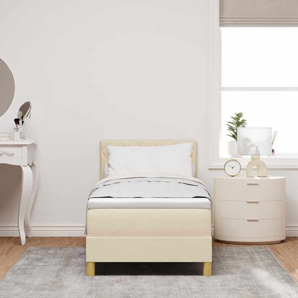vidaXL Box spring seng med madras Creme 80 x 200 cm Stof