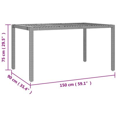 vidaXL spisebordssæt til haven 7 dele med hynder polyrattan grå
