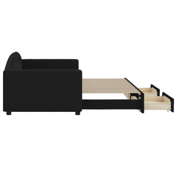 vidaXL daybed med udtræk og skuffer 80x200 cm stof sort