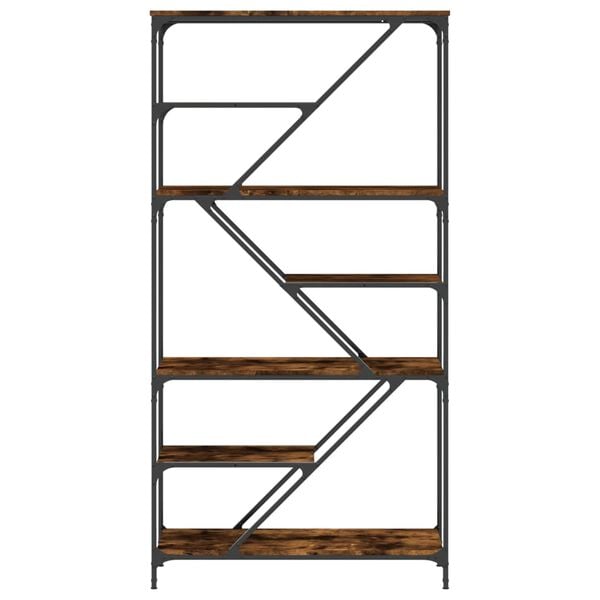 vidaXL bogreol 91x36x176 cm konstrueret tr&aelig; og jern r&oslash;get egetr&aelig;