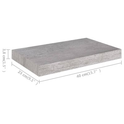 vidaXL væghylde 40x23x3,8 cm MDF betongrå