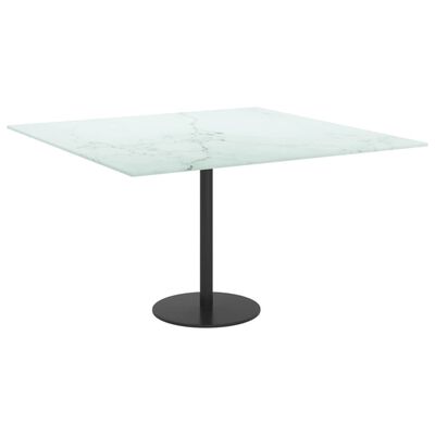 vidaXL bordplade 70x70 cm 6 mm hærdet glas med marmordesign hvid