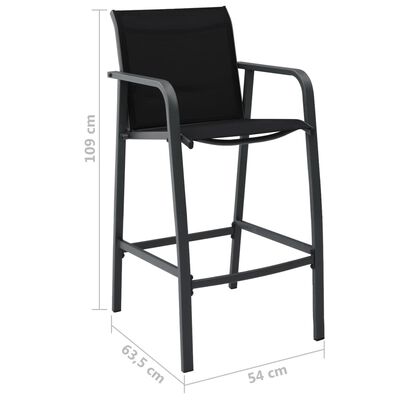 vidaXL barstole til haven 4 stk. textilene sort