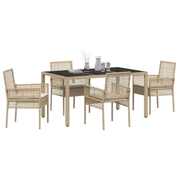 vidaXL Have Spisebordss&aelig;t 5 pcs Beige polyrattan
