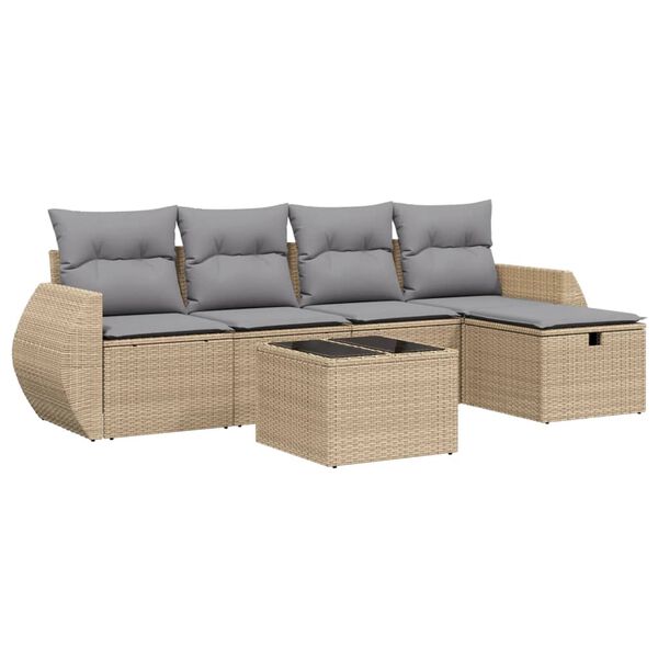 vidaXL havesofas&aelig;t 5 dele med hynder polyrattan beige