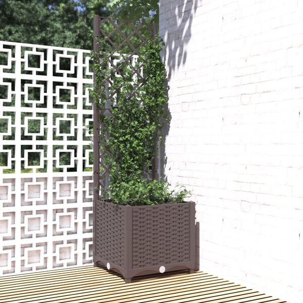 vidaXL plantekasse med espalier 40x40x136 cm PP brun
