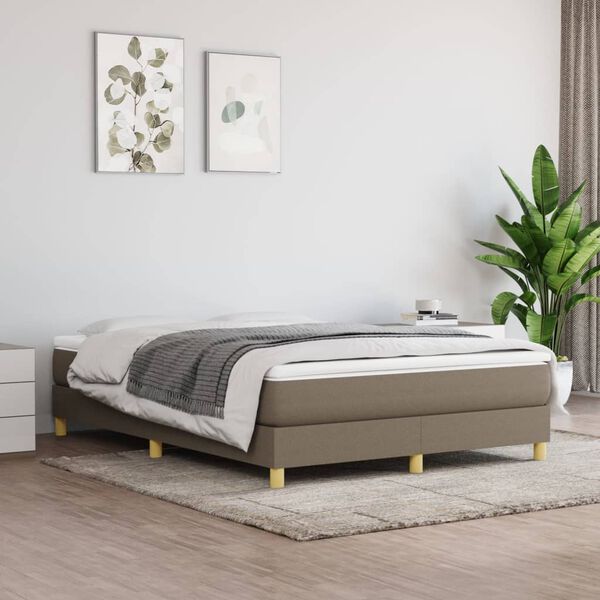 vidaXL Boxspring sengeramme 140x190 cm stof gråbrun