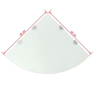 vidaXL hjørnehylde med krombeslag glas hvid 45x45 cm