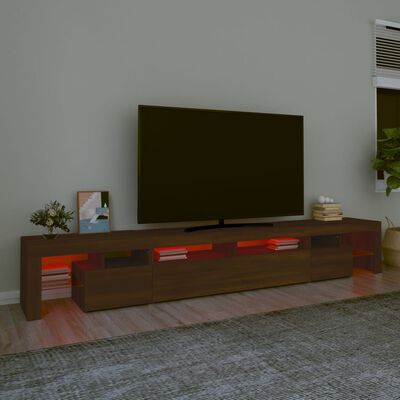 vidaXL tv-skab med LED-lys 260x36,5x40 cm brun egetræ