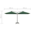 vidaXL dobbelt parasol 600x300 cm st&aring;lstang gr&oslash;n