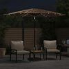 vidaXL haveparasol med LED-lys og st&aring;lstang 268x268x226 cm brun