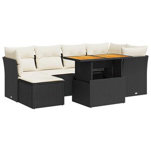 vidaXL sofas&aelig;t til haven 7 dele med hynder polyrattan sort