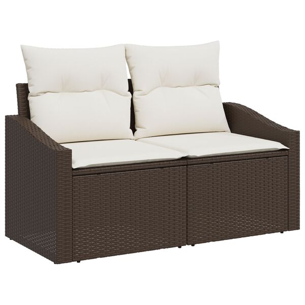 vidaXL Sofa S&aelig;t med pude med opbevaring 7 pcs Brun og Creme polyrattan
