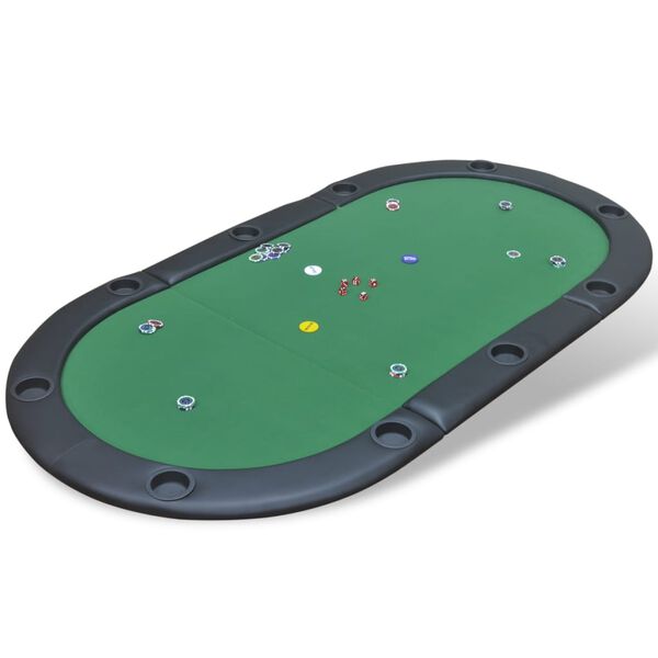 vidaXL 10 pers. pokerbord bordplade foldbar grøn