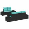 vidaXL Havesofa S&aelig;t 6 stk. Sort og turkis polyrattan