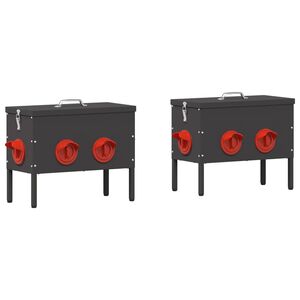 vidaXL H&oslash;nsefoder 2 pcs Sort 41,5 x 20,5 x 33 cm Koldvalset St&aring;l
