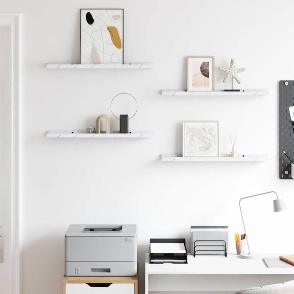 vidaXL V&aelig;ghylde 4 pcs Hvid marmor 60 x 9 x 3 cm Konstrueret tr&aelig;