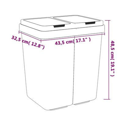 vidaXL dobbelt affaldsspand 2x25 l hvid