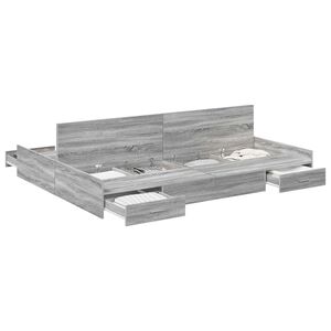 vidaXL Seng med opbevaring Gr&aring; Sonoma 140 x 190 cm Konstrueret tr&aelig;