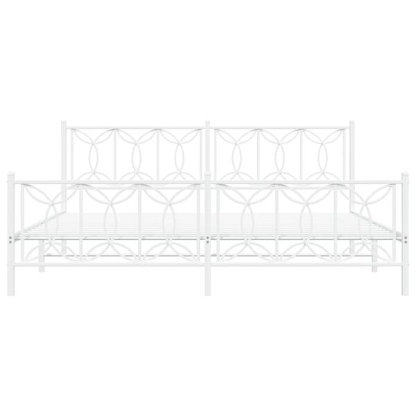 vidaXL sengeramme med sengegavl og fodg&aelig;rde 200x200 cm metal hvid