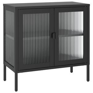 vidaXL sk&aelig;nk 70x35x70 cm glas og st&aring;l sort