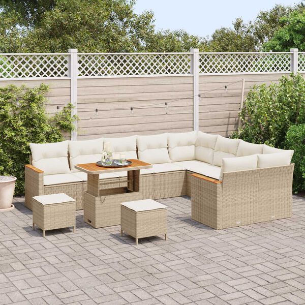 vidaXL Havesofa S&aelig;t 12 pcs Beige polyrattan