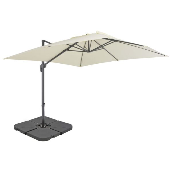 vidaXL haveparasol m. transportabel fod sandfarvet