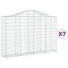vidaXL buede gabionkurve 7 stk. 200x30x120/140 cm galvaniseret jern