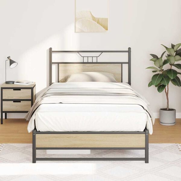 vidaXL sengeramme uden madras 107x203 cm konstrueret træ sonoma-eg