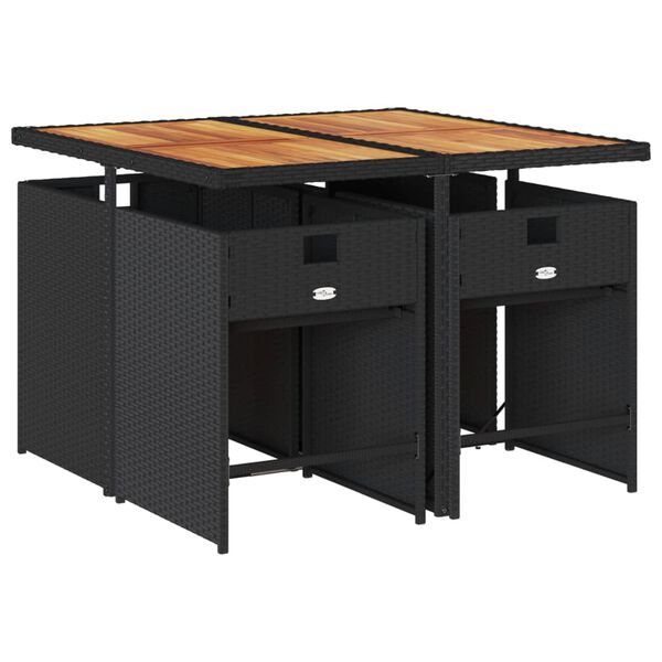 vidaXL spisebordss&aelig;t til haven 5 dele med hynder polyrattan sort
