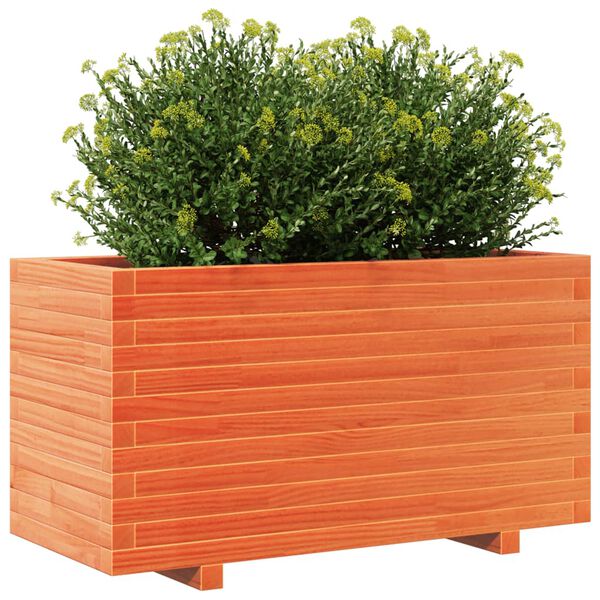 vidaXL plantekasse 90x40x49,5 cm massivt fyrretr&aelig; gyldenbrun