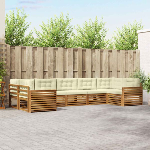 vidaXL Udend&oslash;rs sofagruppe 7 pcs Naturlig og Fl&oslash;de Massivt Akacietr&aelig;