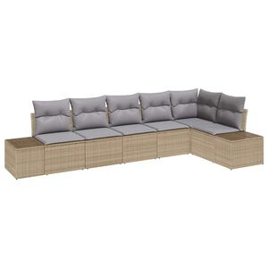 vidaXL Havesofa S&aelig;t med opbevaring 6 pcs Beige og lys gr&aring; polyrattan