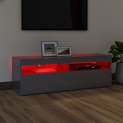 vidaXL tv-bord med LED-lys 120x35x40 cm grå højglans
