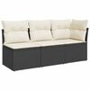vidaXL 3-personers havesofa med hynder polyrattan sort
