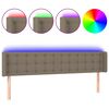vidaXL sengegavl med LED-lys 183x16x78/88 cm stof gr&aring;brun