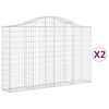 vidaXL buede gabionkurve 2 stk. 200x30x120/140 cm galvaniseret jern