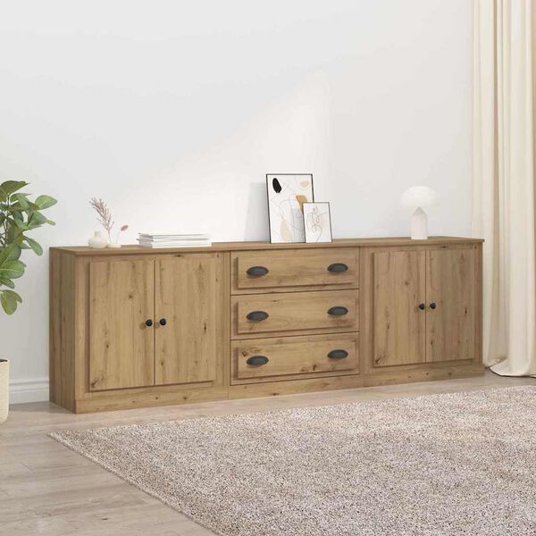 vidaXL Sideboards med skuffe 3 pcs Gammelt tr&aelig; 70 x 35,5 x 67,5 cm