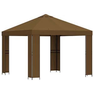 vidaXL Pavillon 3 x 3 m Gr&aring;brun Polyester og St&aring;l 190 gsm