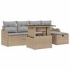 vidaXL Havesofa S&aelig;t med pude med opbevaring 6 pcs Beige Poly rattan