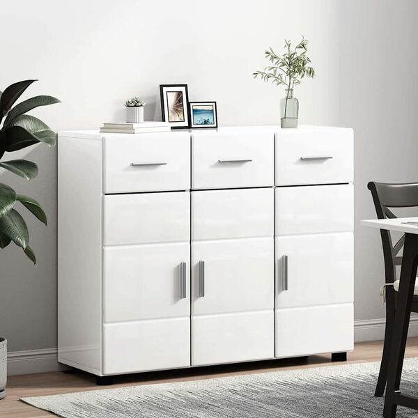vidaXL Sideboard med hylde FLORIN H&oslash;j gloss hvid 88,5 x 30,5 x 73 cm