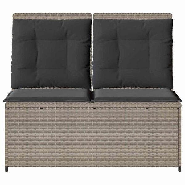 vidaXL Havebænk med pude Lysegrå Poly rattan