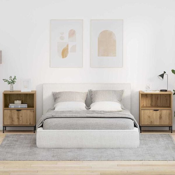 vidaXL Natskab 2 pcs artisan eg 49 x 36 x 61 cm Konstrueret tr&aelig;