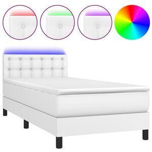 vidaXL kontinentalseng med LED-lys 80x200 cm kunstl&aelig;der hvid