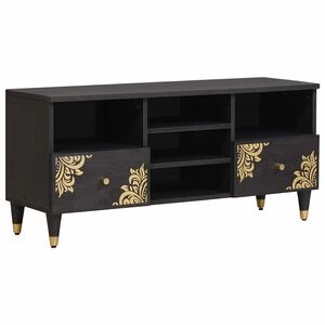 vidaXL TV-skab med skuffe Sort 100 x 33 x 46 cm Massivt mangotr&aelig;